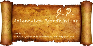Jelenovics Petróniusz névjegykártya